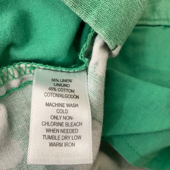 LOFT Riviera Shorts Women’s 16 Green novelty print Elephants Linen Blend - Picture 4 of 10